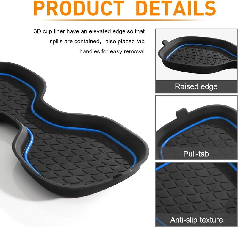 KENTUTO for Honda CRV Accessories 2023 2024 2025 2026 3D Cup Holder Center Console Liner Inserts Silicone Anti-dust Mat Pad Interior Decoration (2 Pcs, Blue Trim) - Image 3